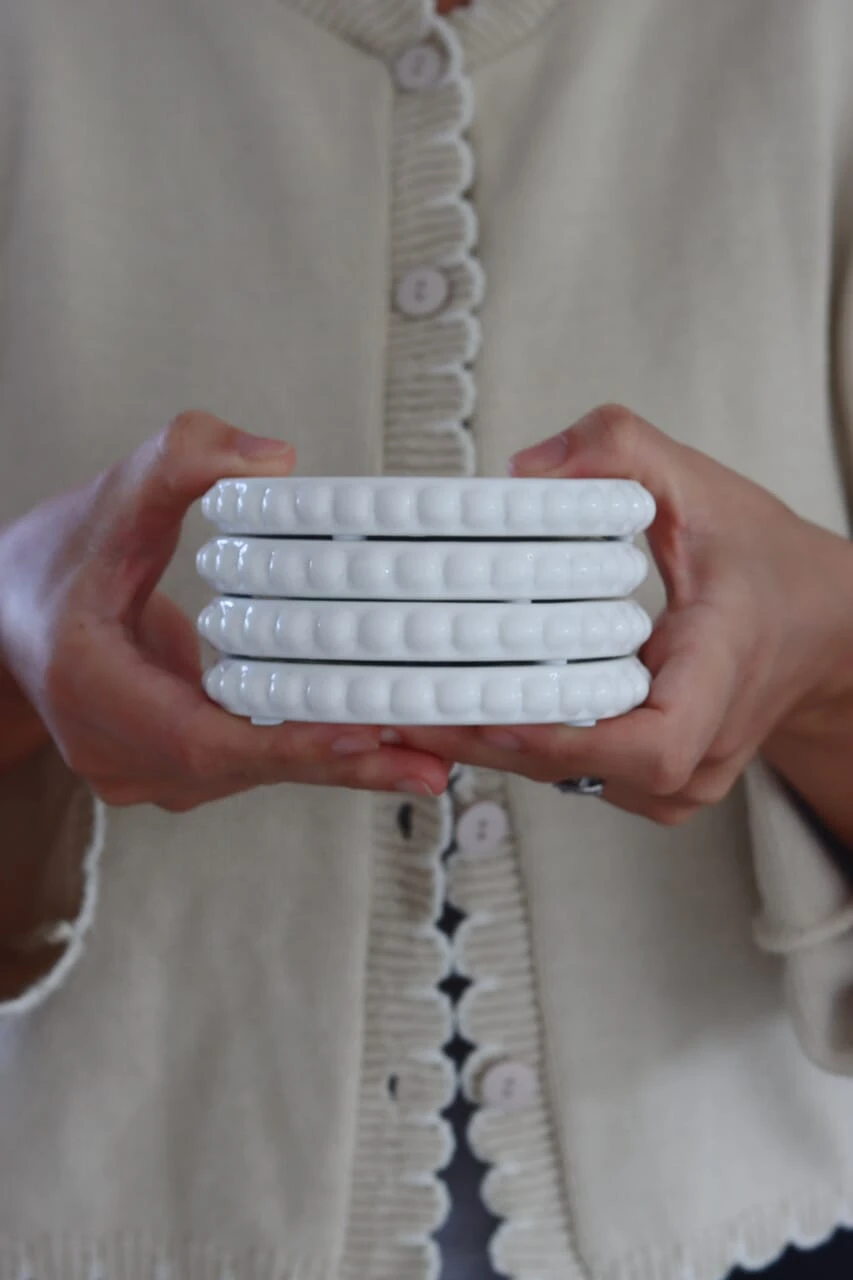 Beaded Ceramic Coasters – Set Of 4 2 Beaded Ceramic Coasters – Set Of 4 - Image 2