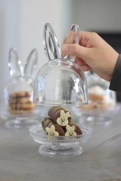 Set 3 Glass Bunny Cake Stand – Raised Beaded