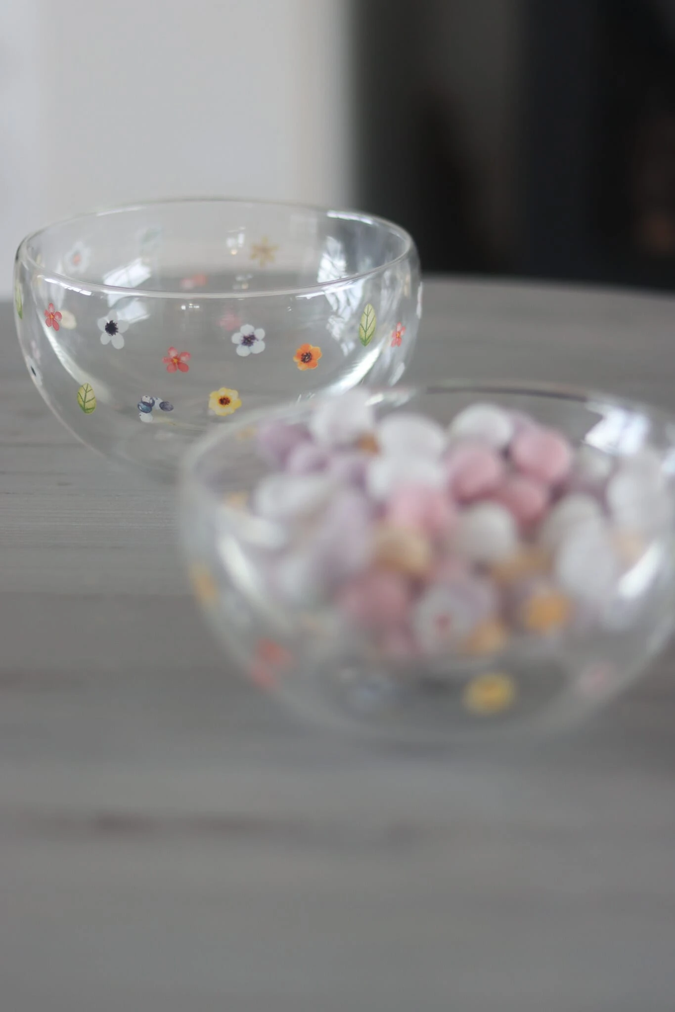 Double Wall Glass Bowl – Colourful Flowers 2 Double Wall Glass Bowl – Colourful Flowers - Image 2