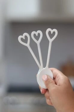 Set Of 3 Heart Latte Spoons – White