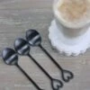 Set Of 3 Heart Latte Spoons – Black