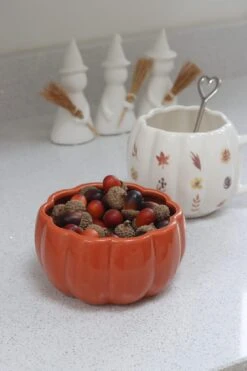 Ceramic Pumpkin Bowl – Autumnal Orange