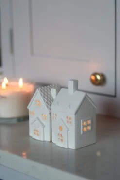 Set Of 2 Snowy LED Houses