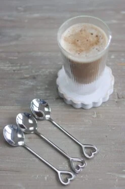 Set Of 3 Heart Latte Spoons – Silver