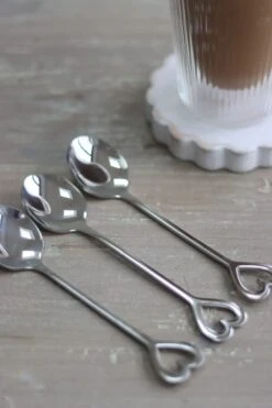 Set Of 3 Heart Latte Spoons – Silver -Pretty Little Home slimage00012