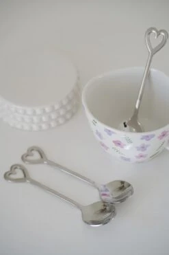 Set Of 3 Stainless Steel Heart Spoons – Silver