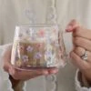 Double Wall Glass Mug – Wrap Around Bloom