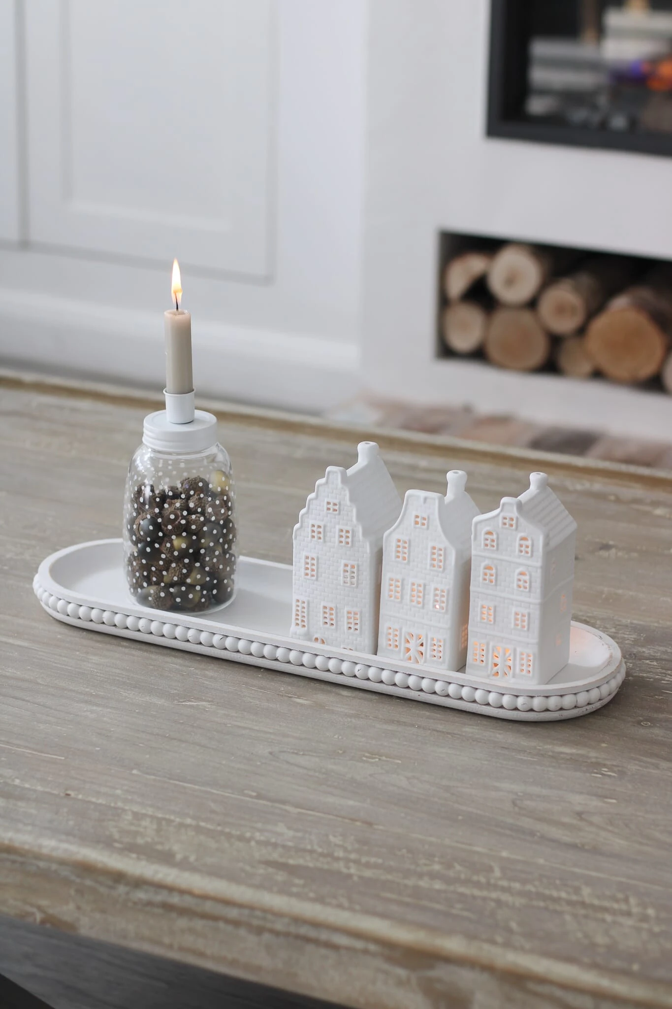 Beaded Wooden Tray – White/Large 3 Beaded Wooden Tray – White/Large - Image 3