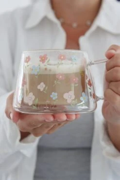 Double Wall Glass Mug – Wrap Around Springtime